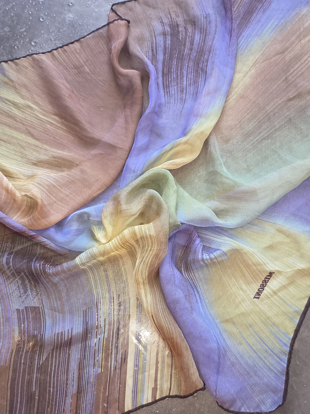 Missoni Pastel Rainbow Silk-Blend Scarf in Lavender, Pale Yellow, Mint